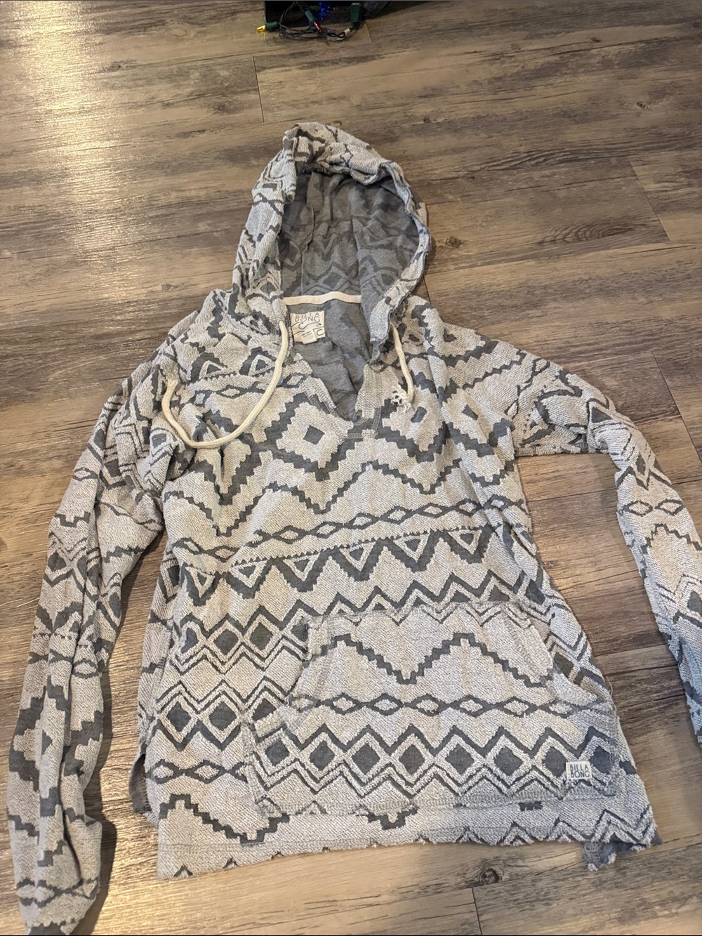 Billabong Gray Aztec Hooded Pullover